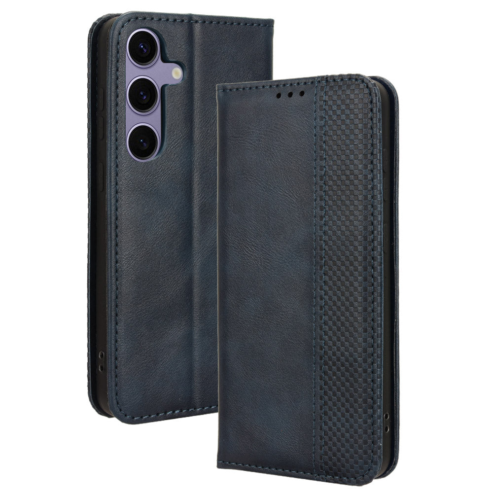 For Samsung Galaxy S24+ Wallet Phone Case Retro Texture Leather Cover - Blue For Samsung Galaxy S24+ Wallet Phone Case Retro Texture Leather Cover - Blue
